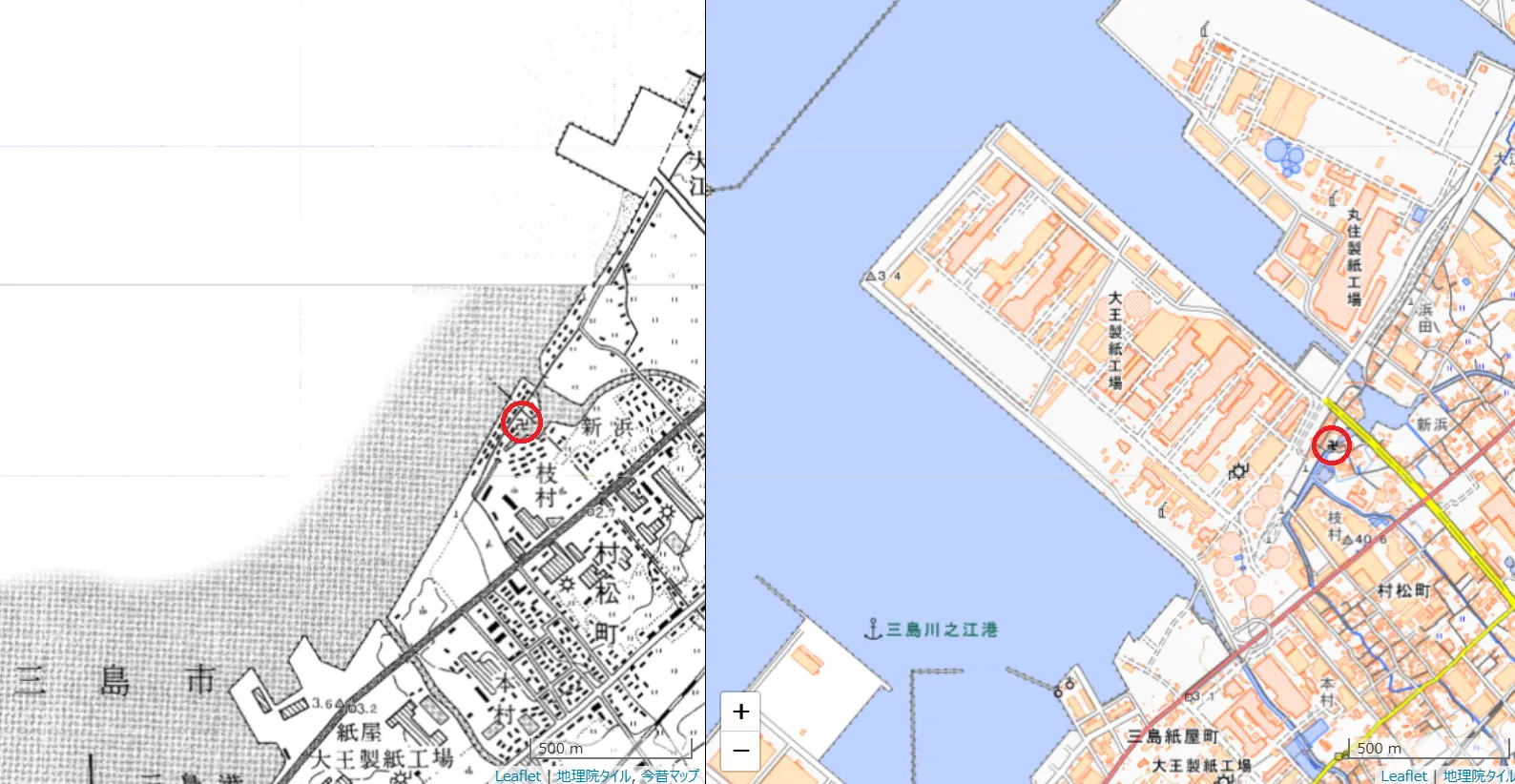 埋め立てられた広大な海:四国中央市村松町沖